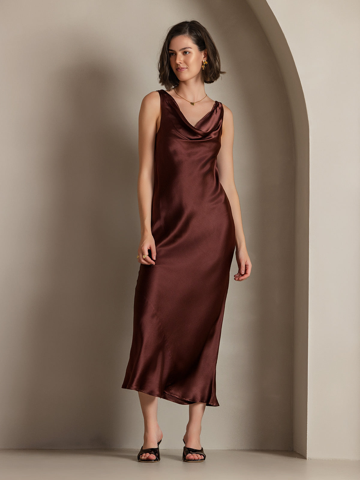 Cowl Neck Slip Long Dress