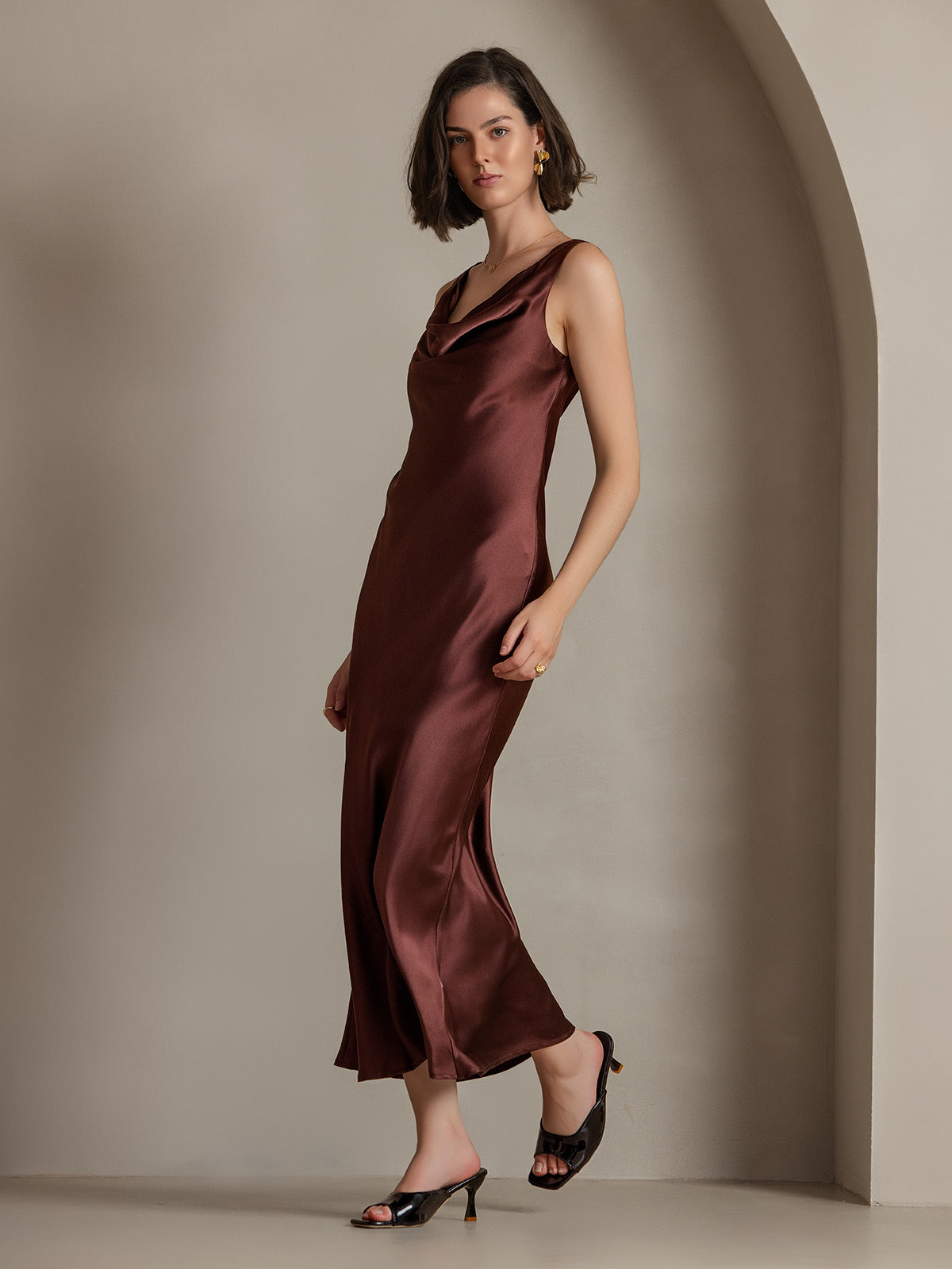 Cowl Neck Slip Long Dress