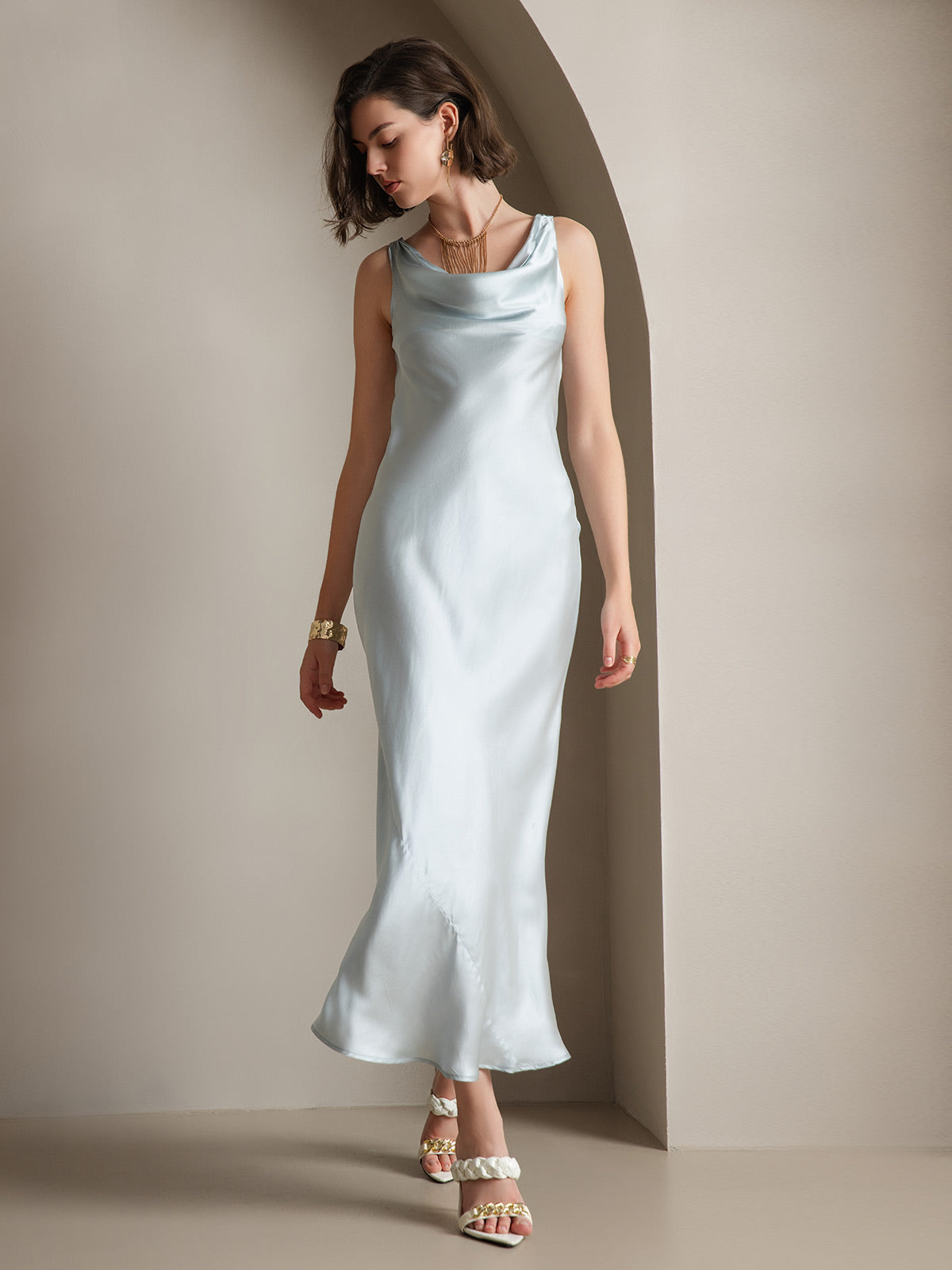 Cowl Neck Slip Long Dress
