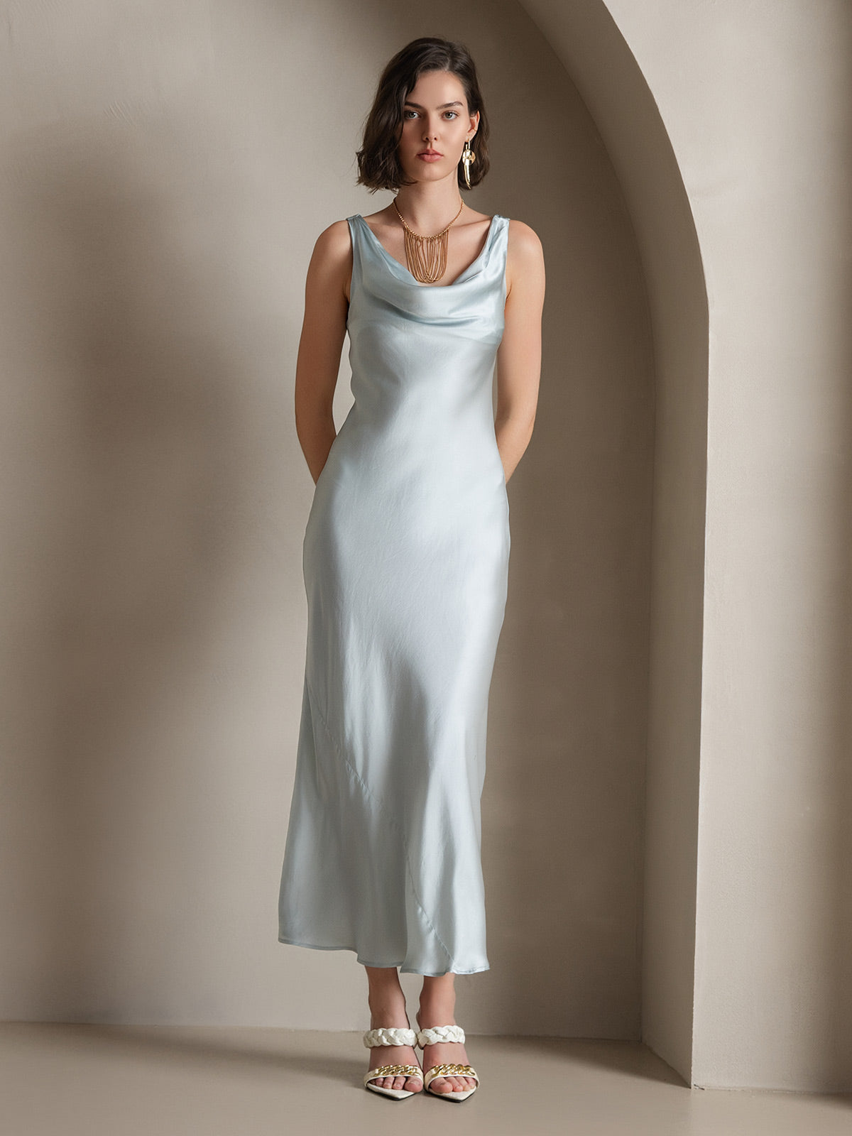 Cowl Neck Slip Long Dress