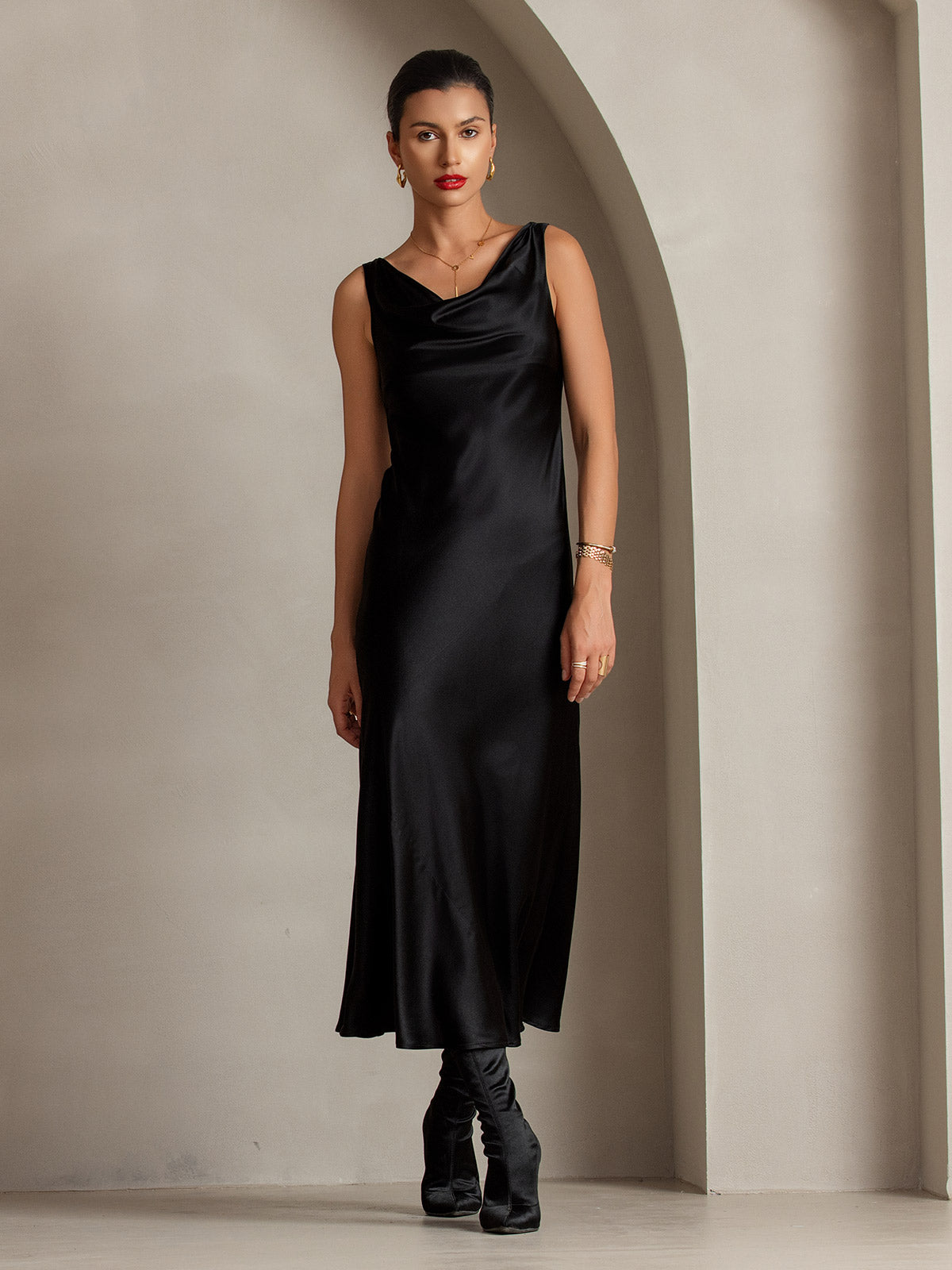 Cowl Neck Slip Long Dress