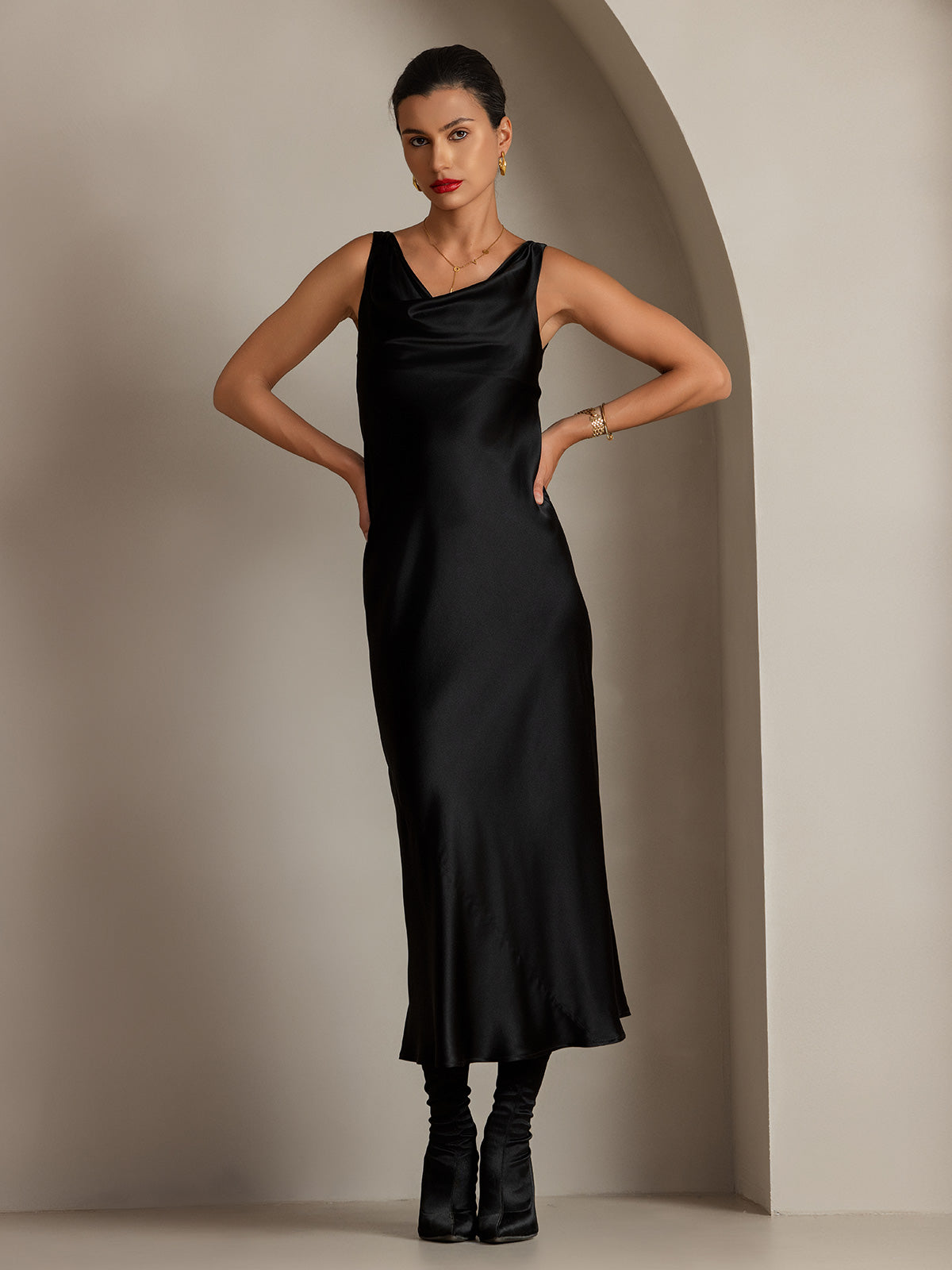 Cowl Neck Slip Long Dress