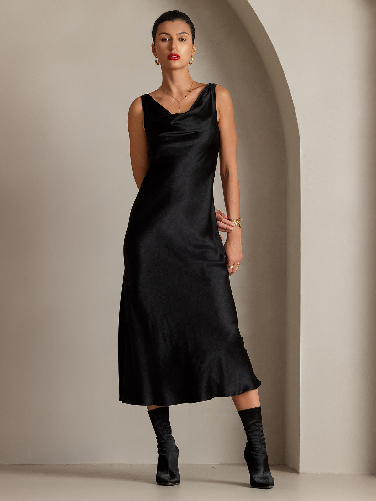 Cowl Neck Slip Long Dress