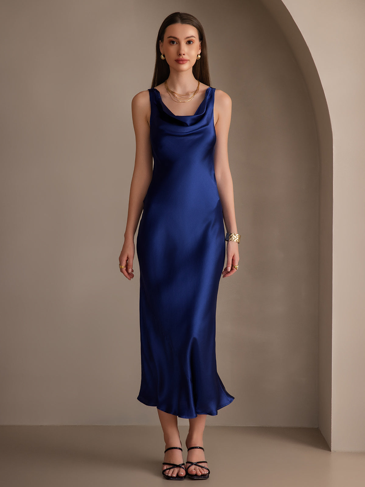Cowl Neck Slip Long Dress