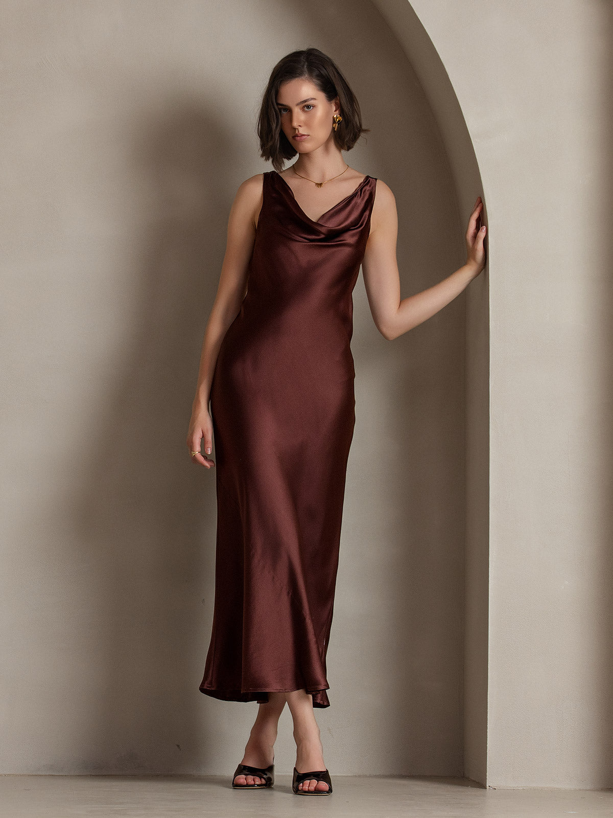Cowl Neck Slip Long Dress