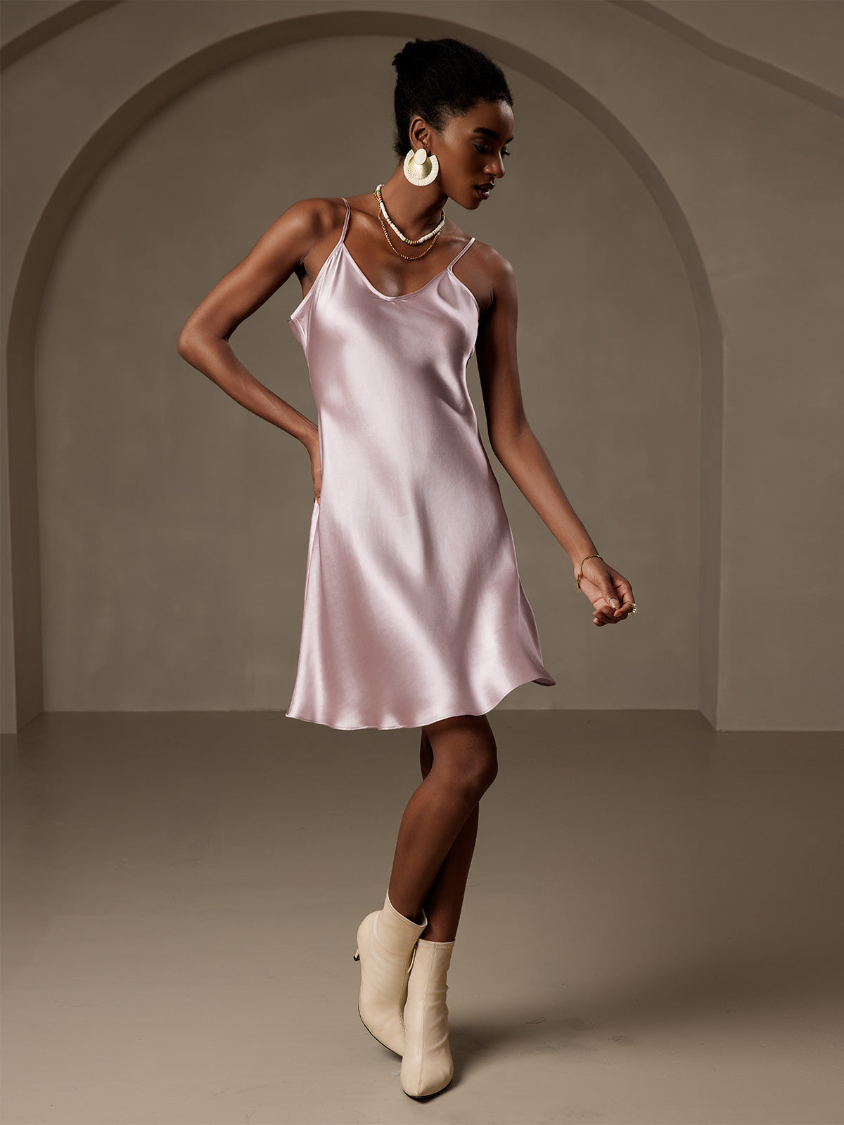 Solid Color Short Slip Dress