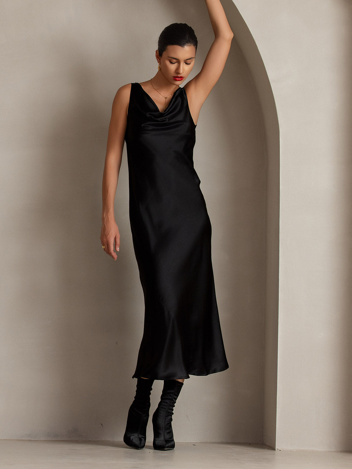 Cowl Neck Slip Long Dress