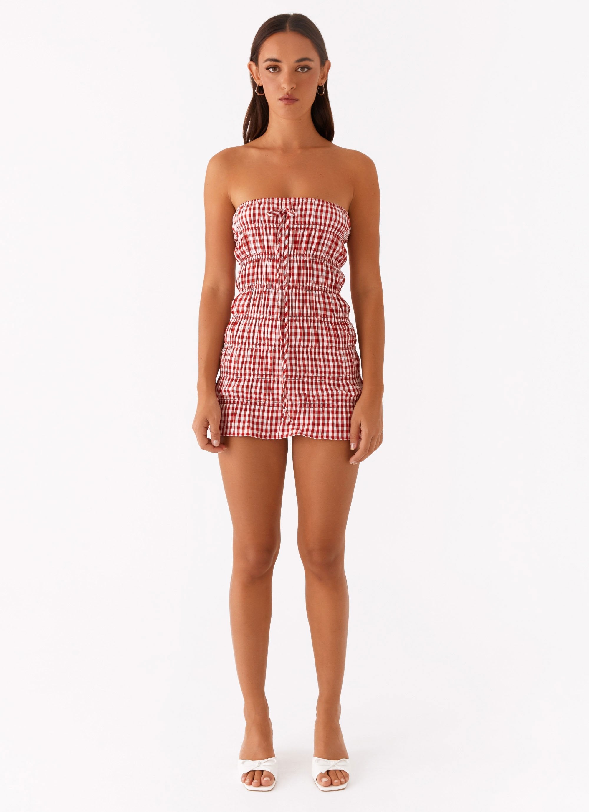 Adele Mini Dress - Red Gingham