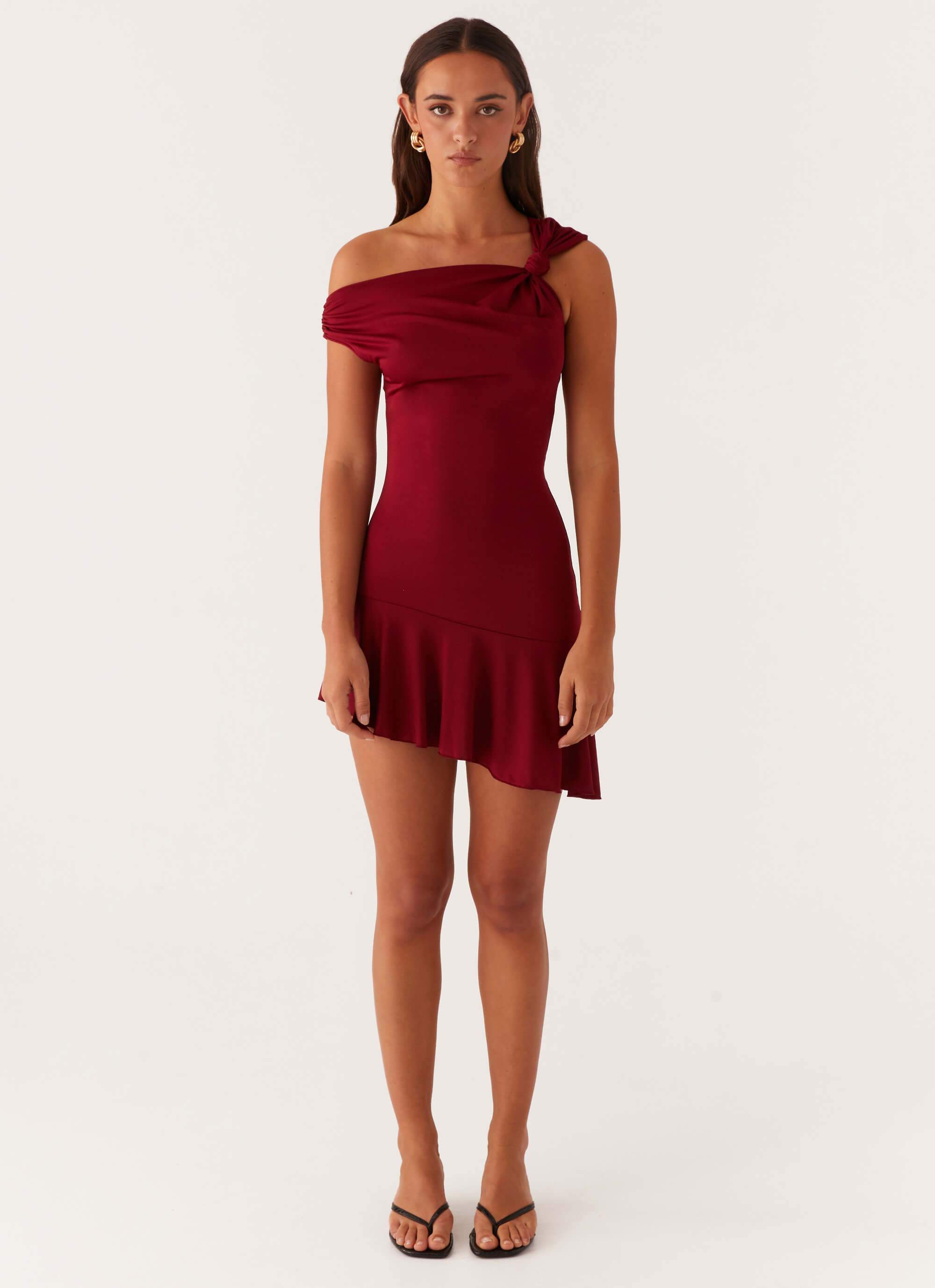 Amaya Twist Mini Dress - Maroon