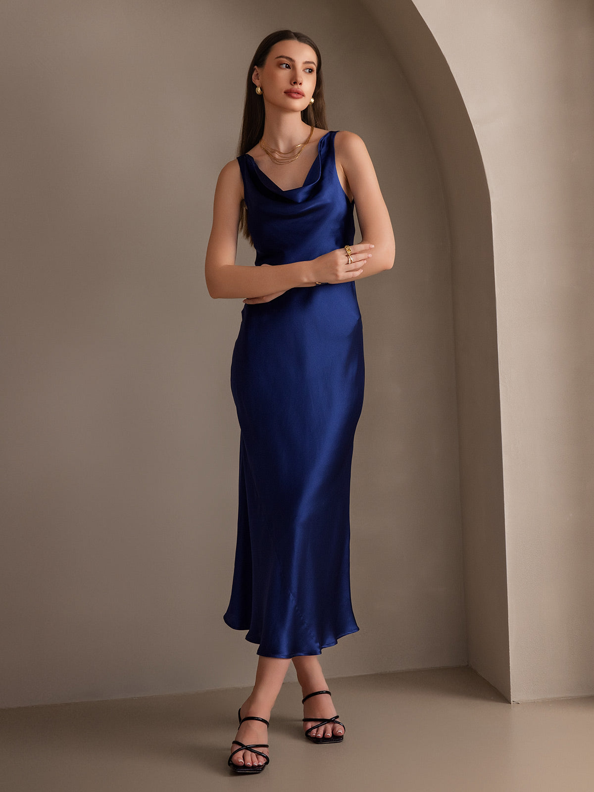 Cowl Neck Slip Long Dress