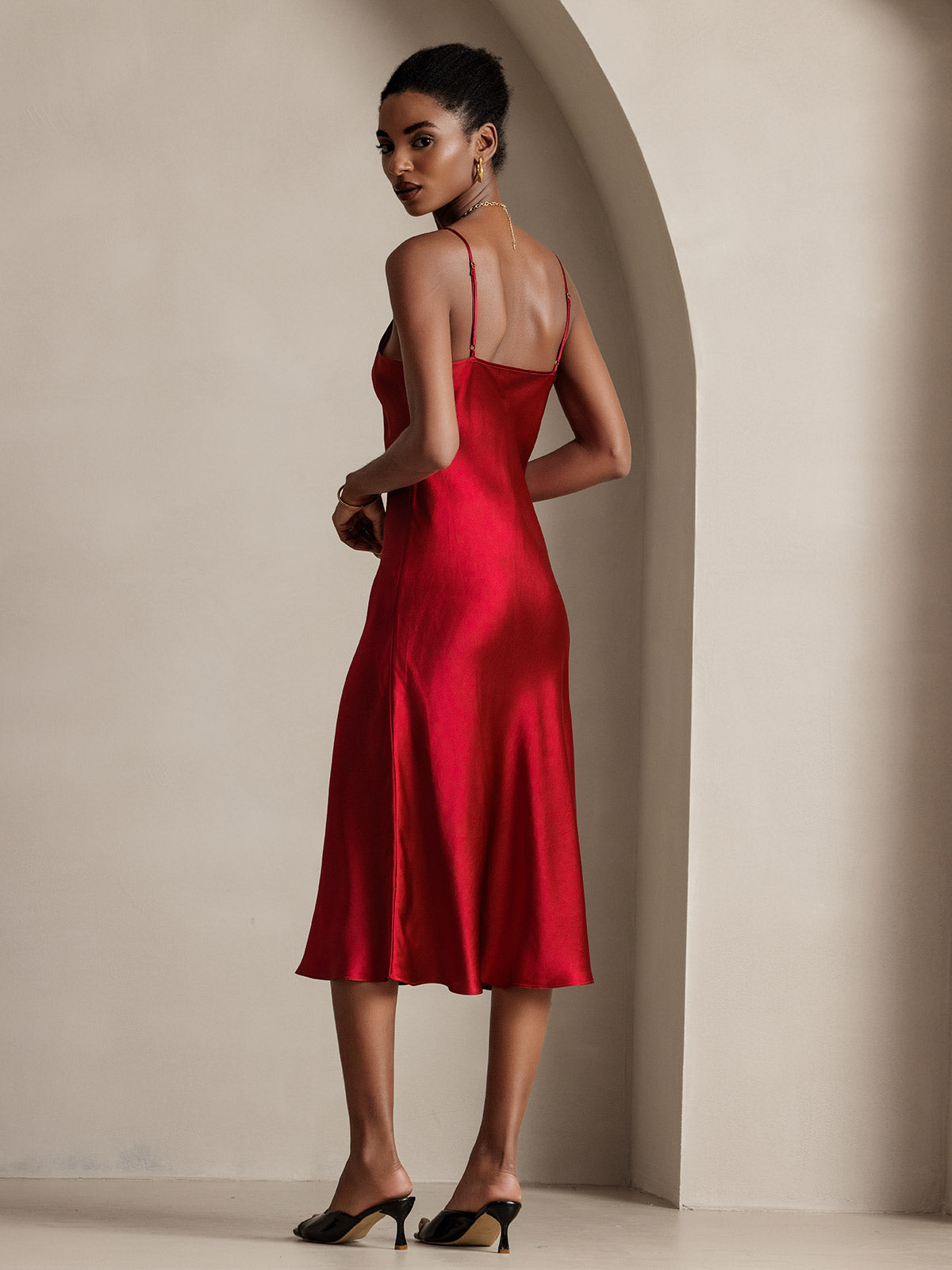 Pure Silk Elegant Sexy Spaghetti Strap Long Dress