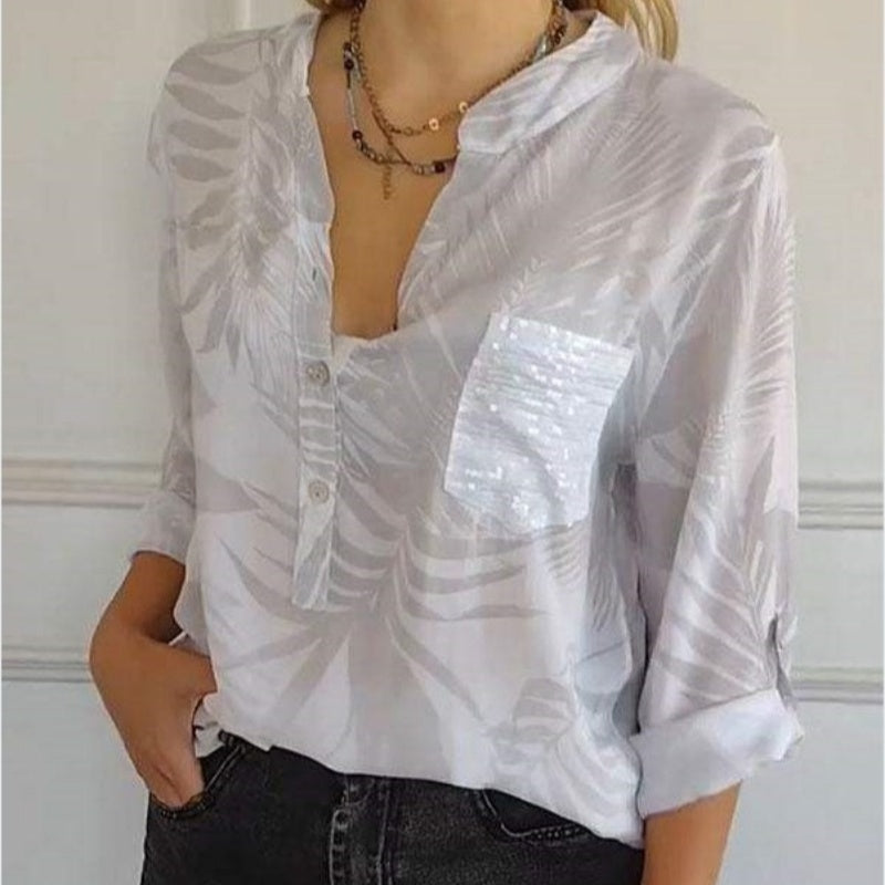 Trendy V-neck Printed Top for Women